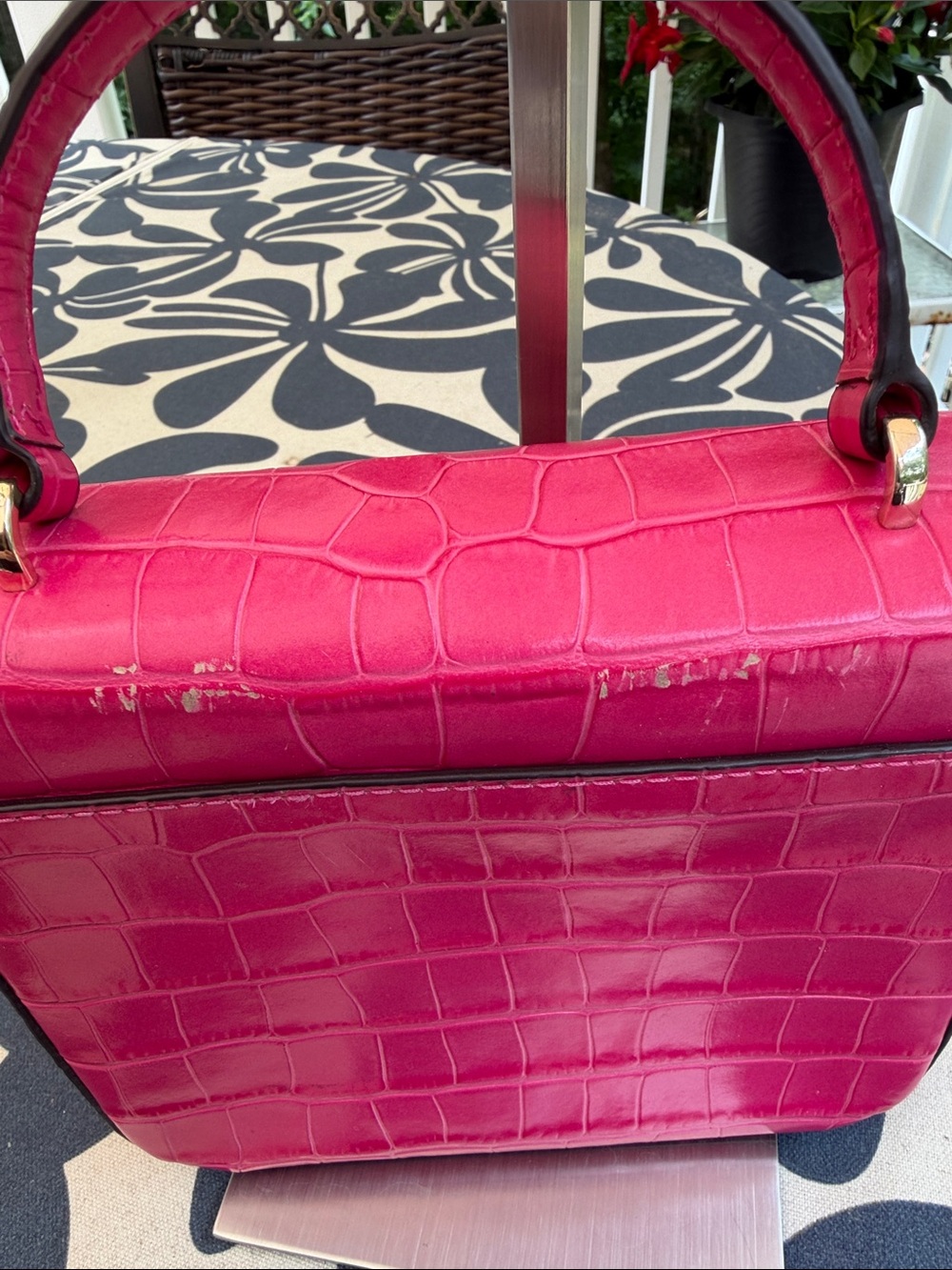 kate spade Hot Pink Croc-Embossed Mini Top-Handle Bag - Picture 7 of 17